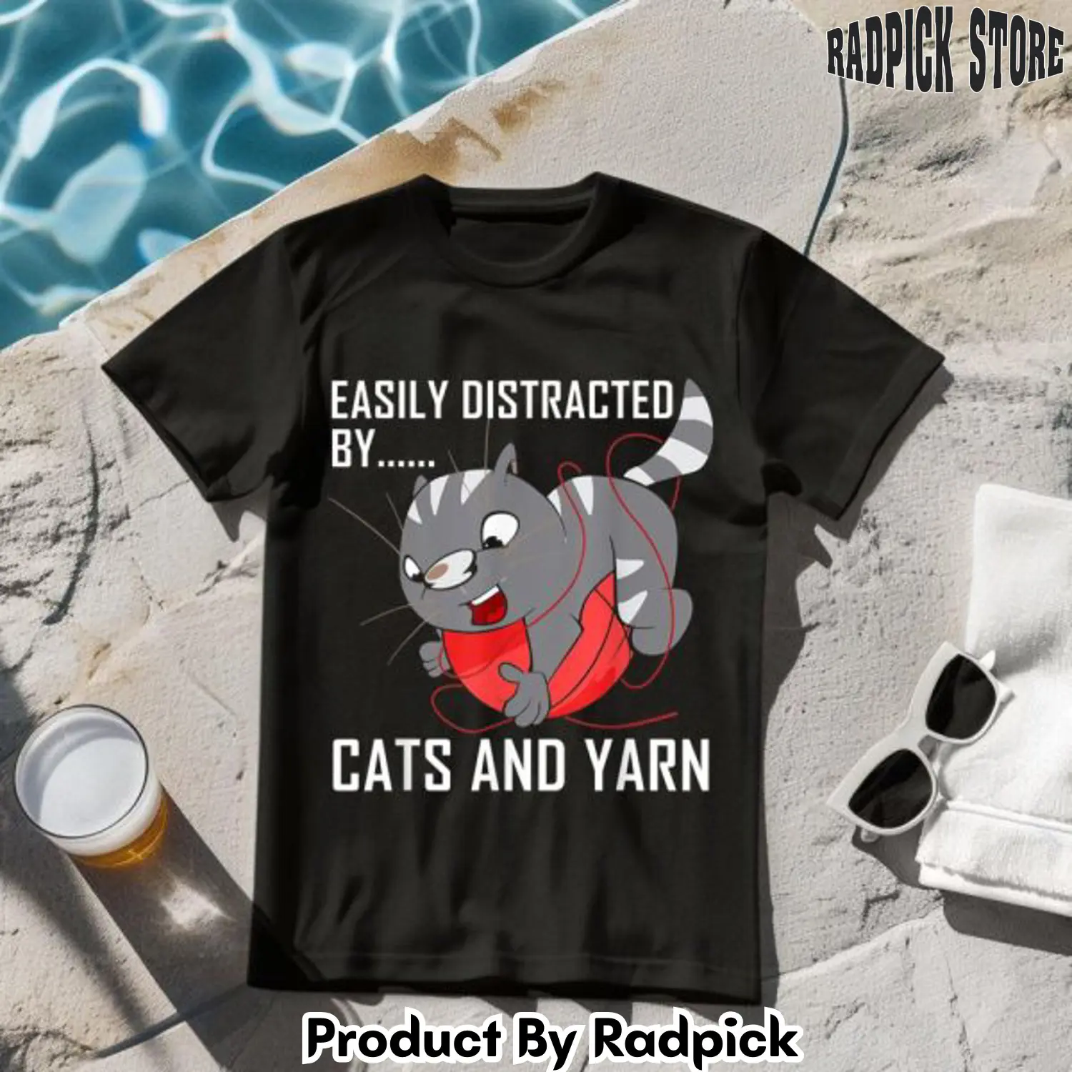 Easily distracted by cats and yarn tshirt rp2557449